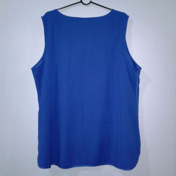 Lane Bryant V-Neck Essential Shell Top Blue Sleeveless Tank 22 Plus - Picture 4 of 5